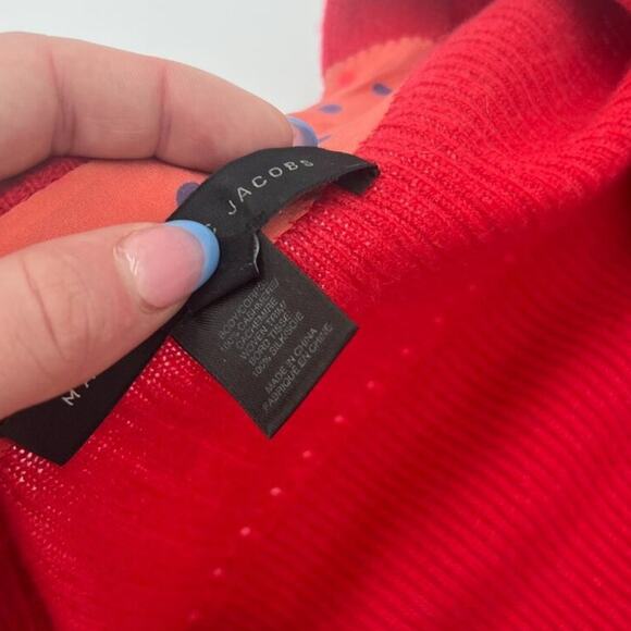 Y2K Vintage Cashmere Marc Jacobs Preppy Cardigan Button Sweater Button Red XS - Picture 4 of 5